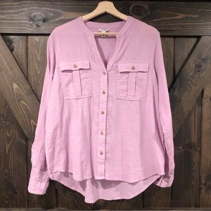 L.L. Bean purple organic cotton gauze tunic womens large